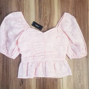 Express Blush Pink Puff Sleeve Blouse